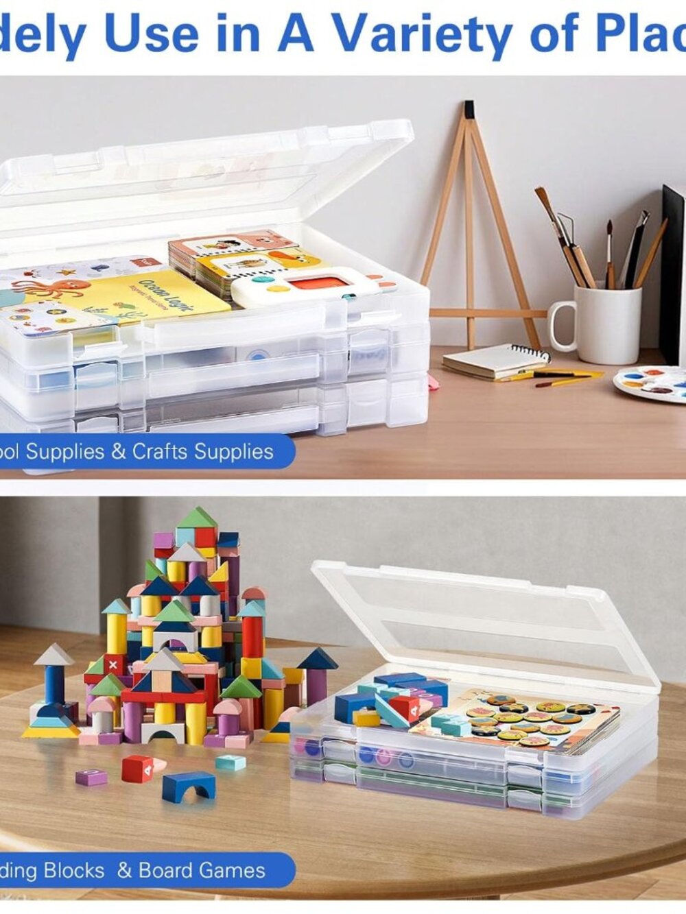 8 Pack A4 Paper Organizer Box, Plastic Board Game Storage for Art Supplies 8.5" - Picture 4 of 7